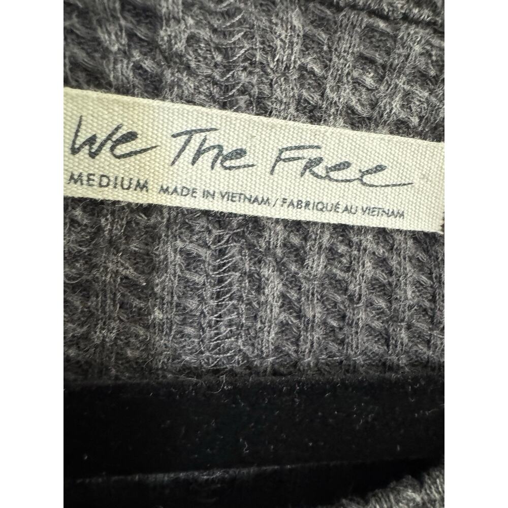 We The Free People Gray Waffle Knit Thermal Long Sleeve Medium Top #NE163 - Picture 5 of 15